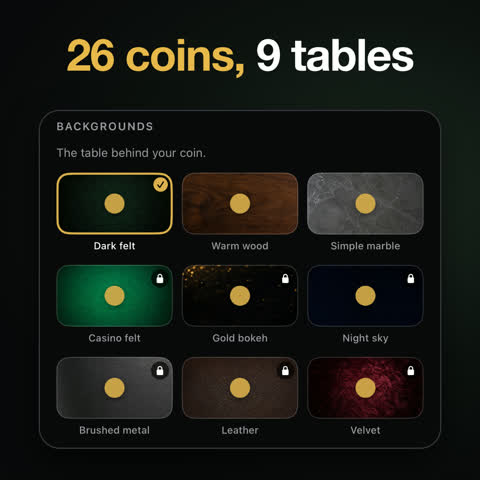 Feature graphic about coin faces and table backgrounds